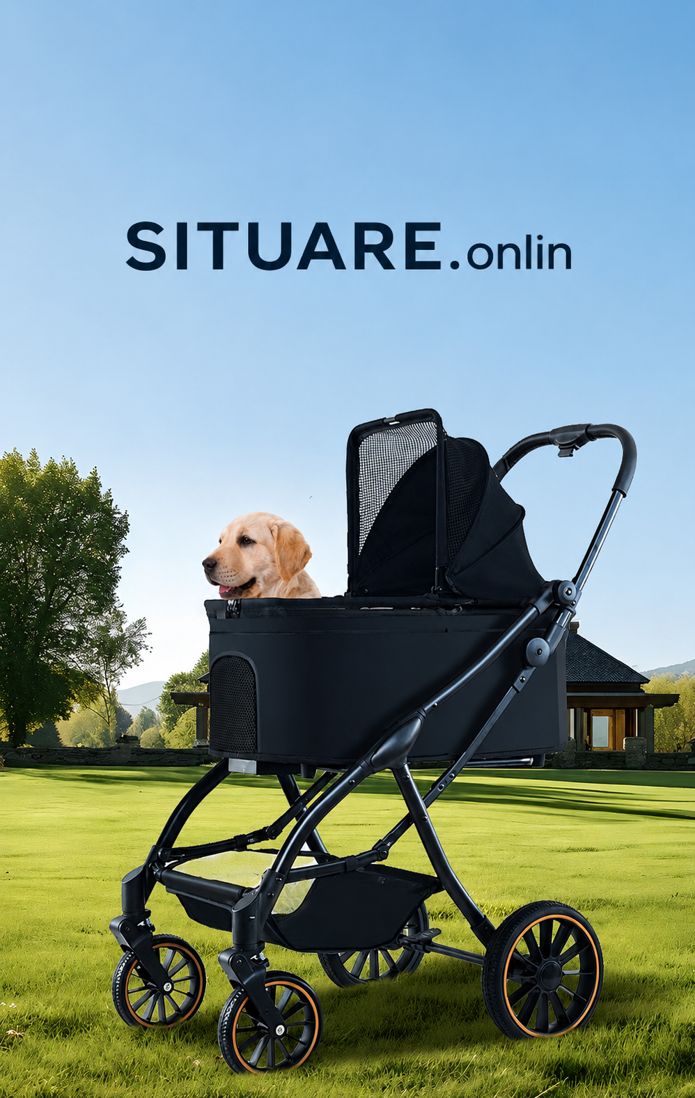 Cochecito plegable premium para mascotas.
